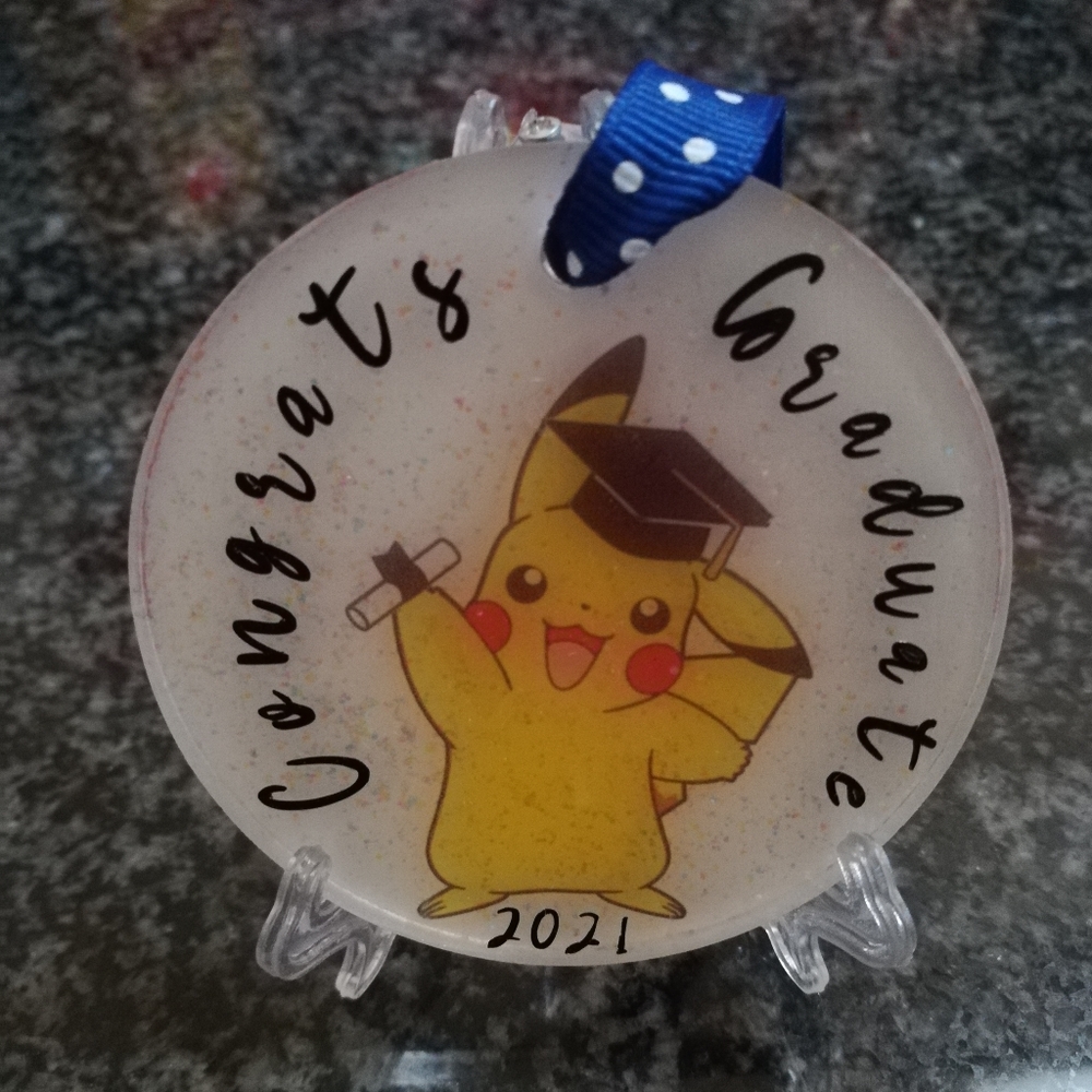 Pokemon Inspired Pikachu 2021 Graduate Ornament Handmade
